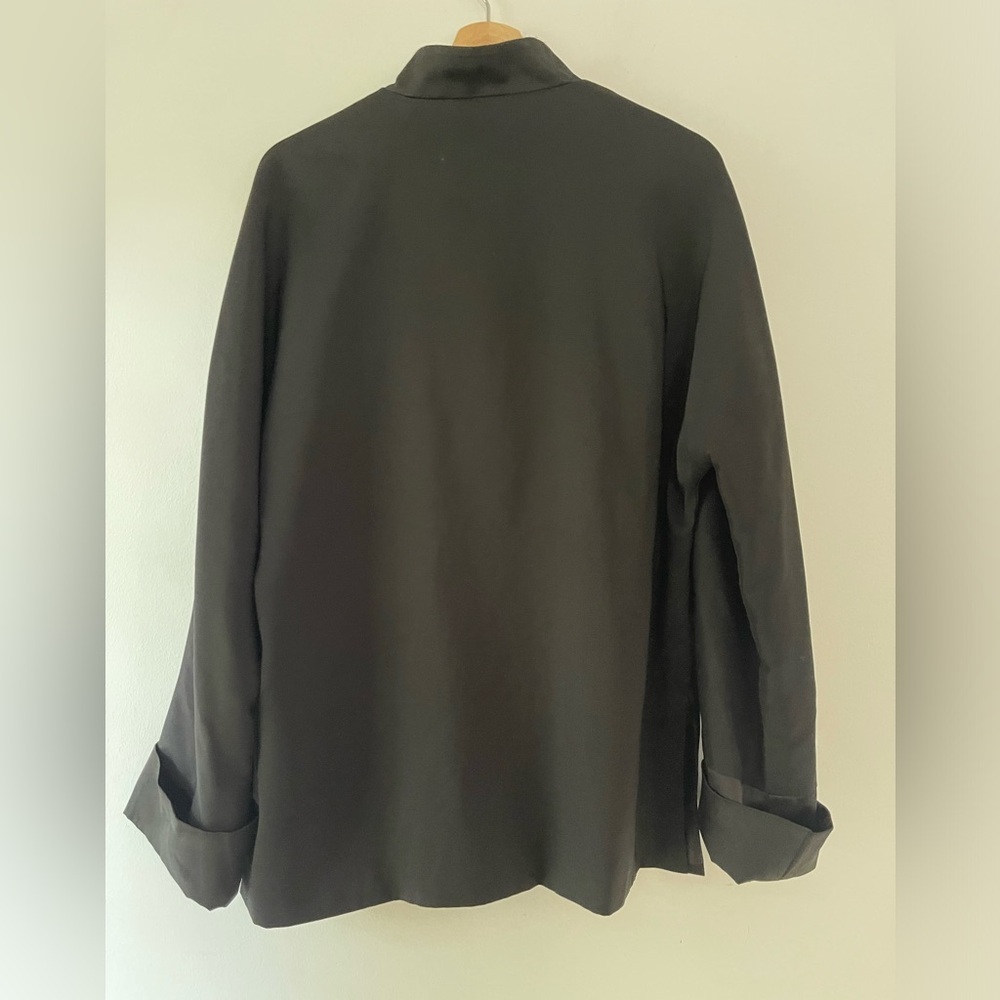 Vintage Black Mandarin Collar Embroidered Jacket with Frog Closures size XL - Picture 5 of 8